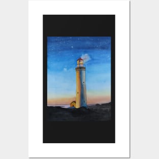 Lighthouse at Night Posters and Art